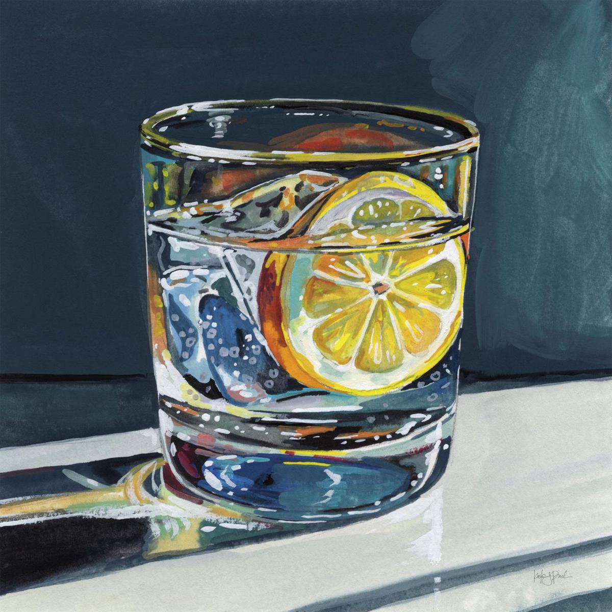 Clear Cocktail With Lemon