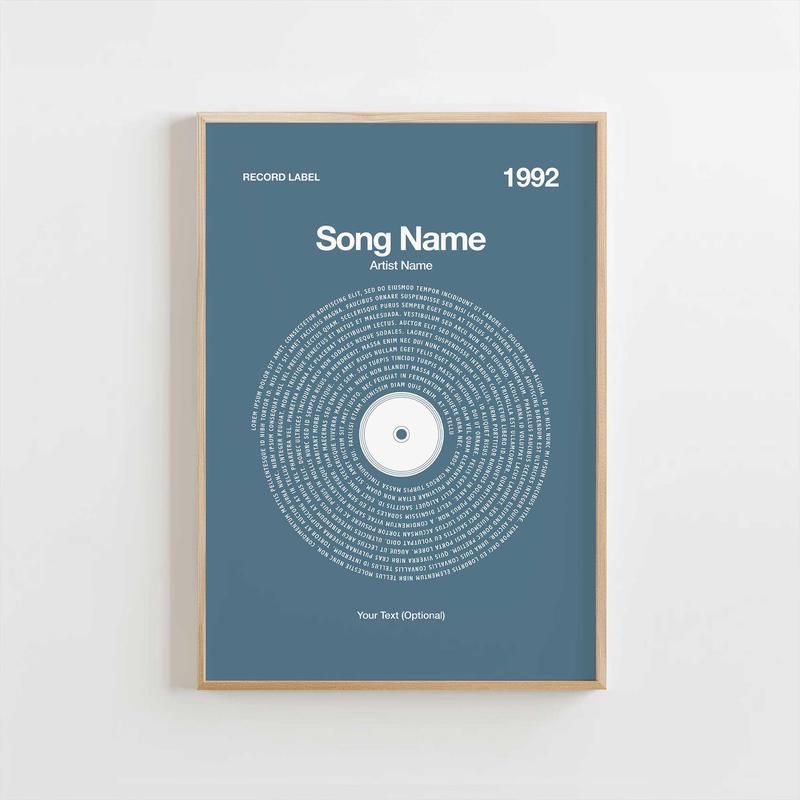 Custom Vinyl Lyrics Print  Slate Blue