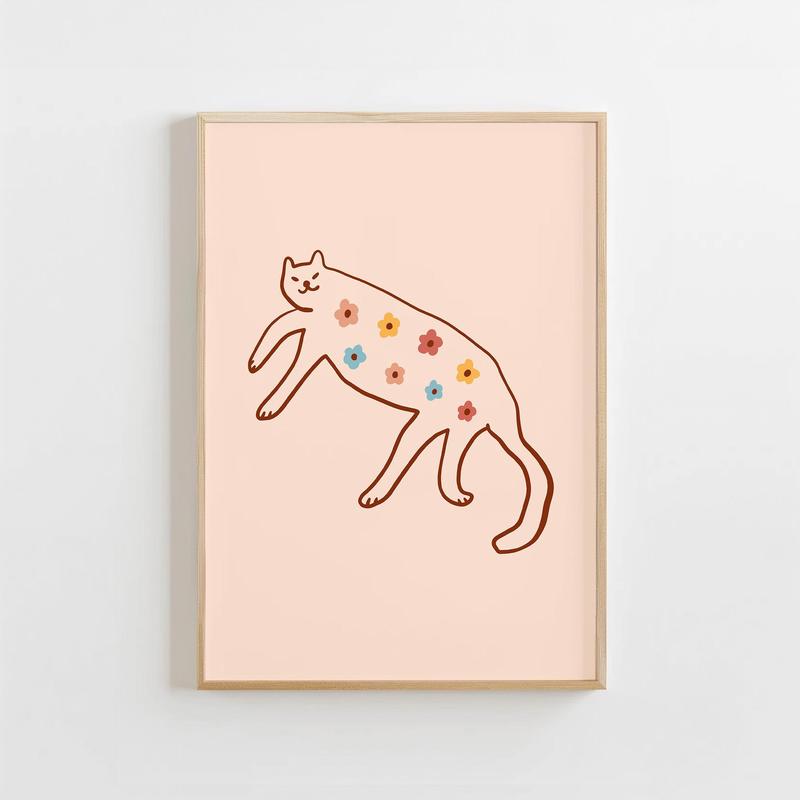 Floral Walking Cat