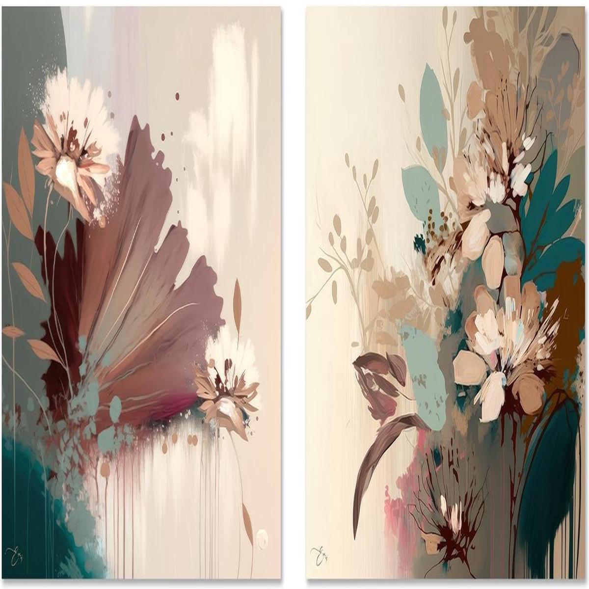 Flower Field, Style A & B, Set Of 2