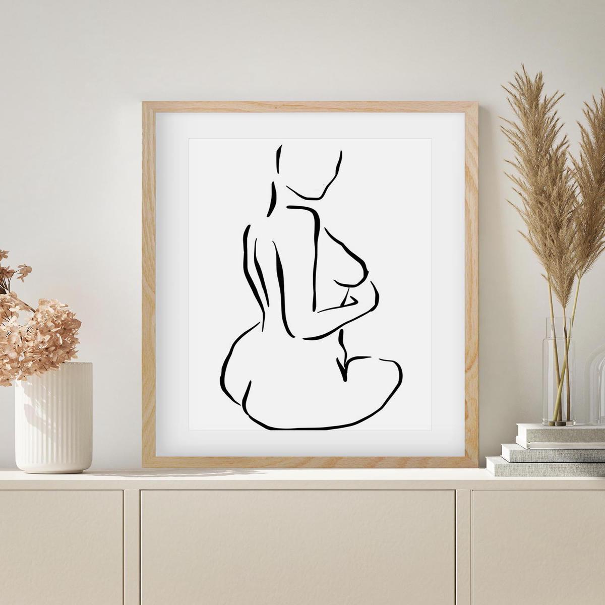 Minimal Nude Figure Line Art Print