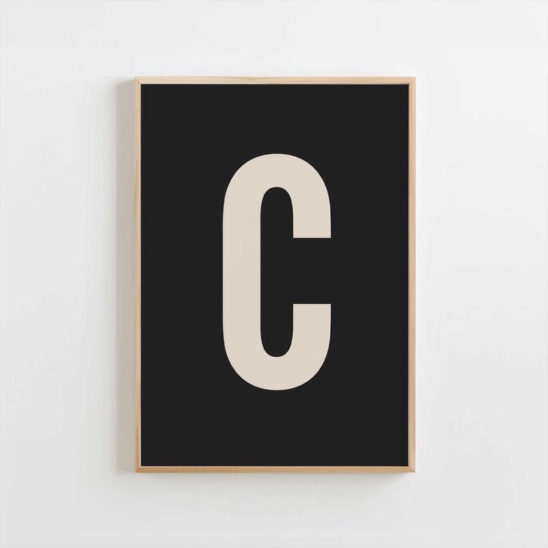 Modern Monogram Art Print - C Black