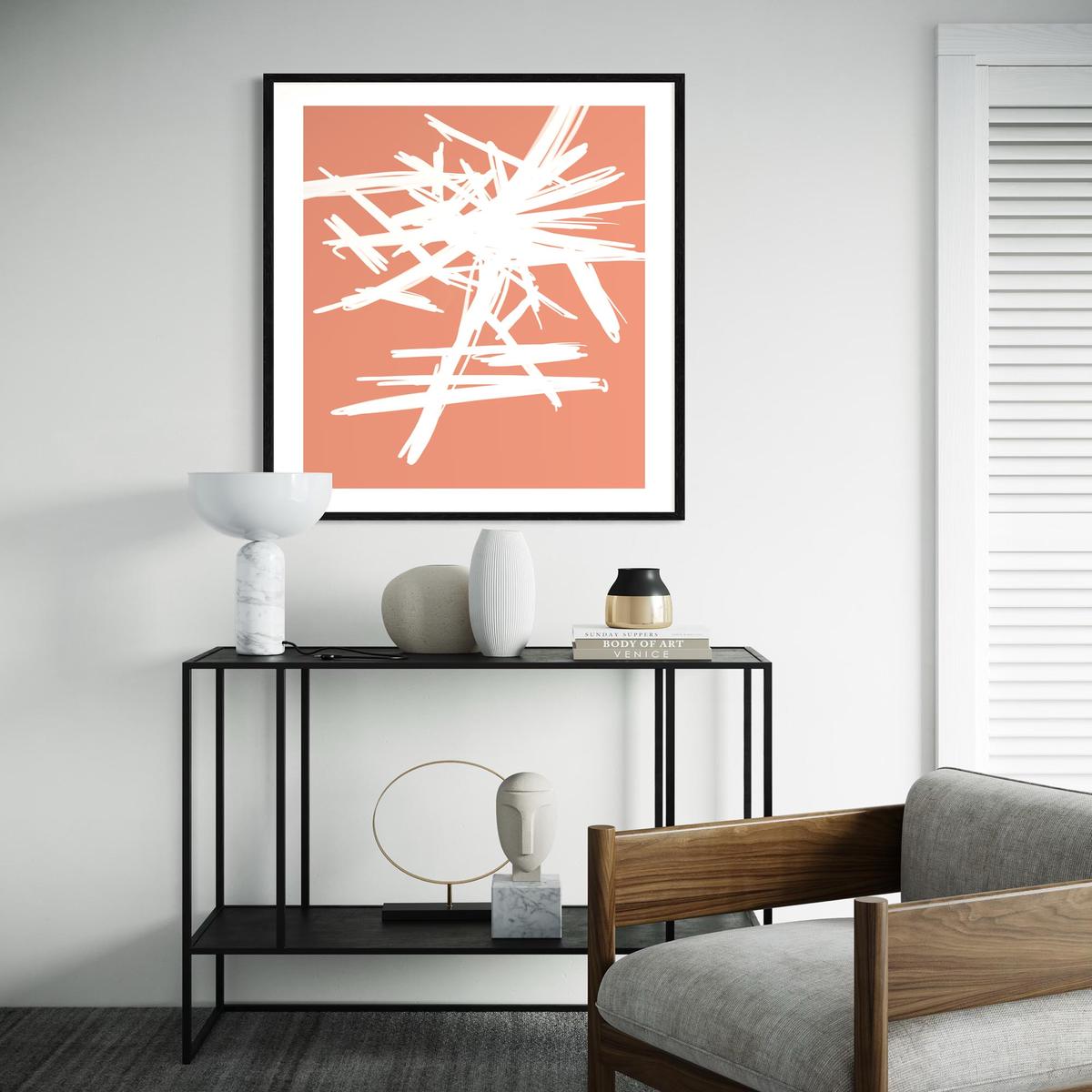 White And Orange Sketch Art Print