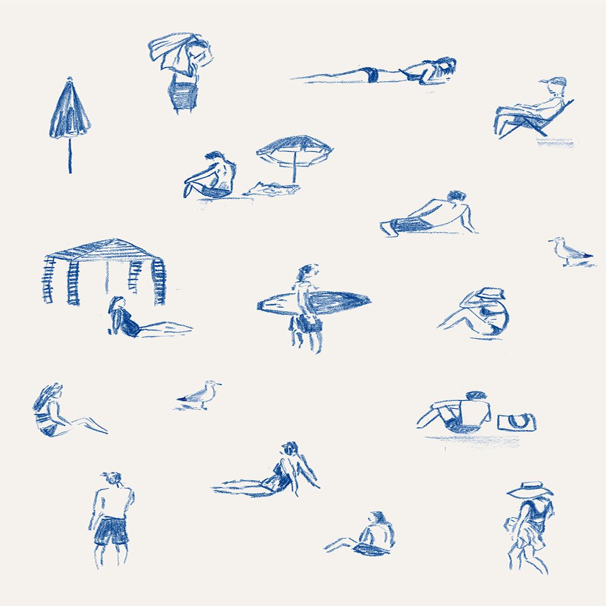 Blue Beach People Portrait