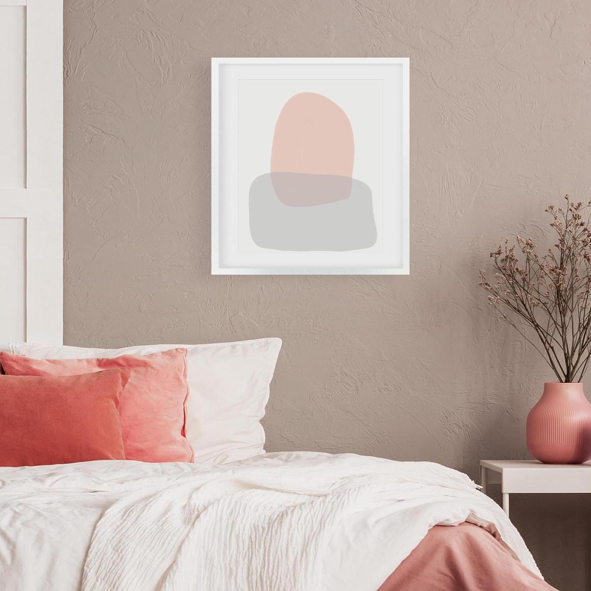 Grey On Blush Shapes Art Print