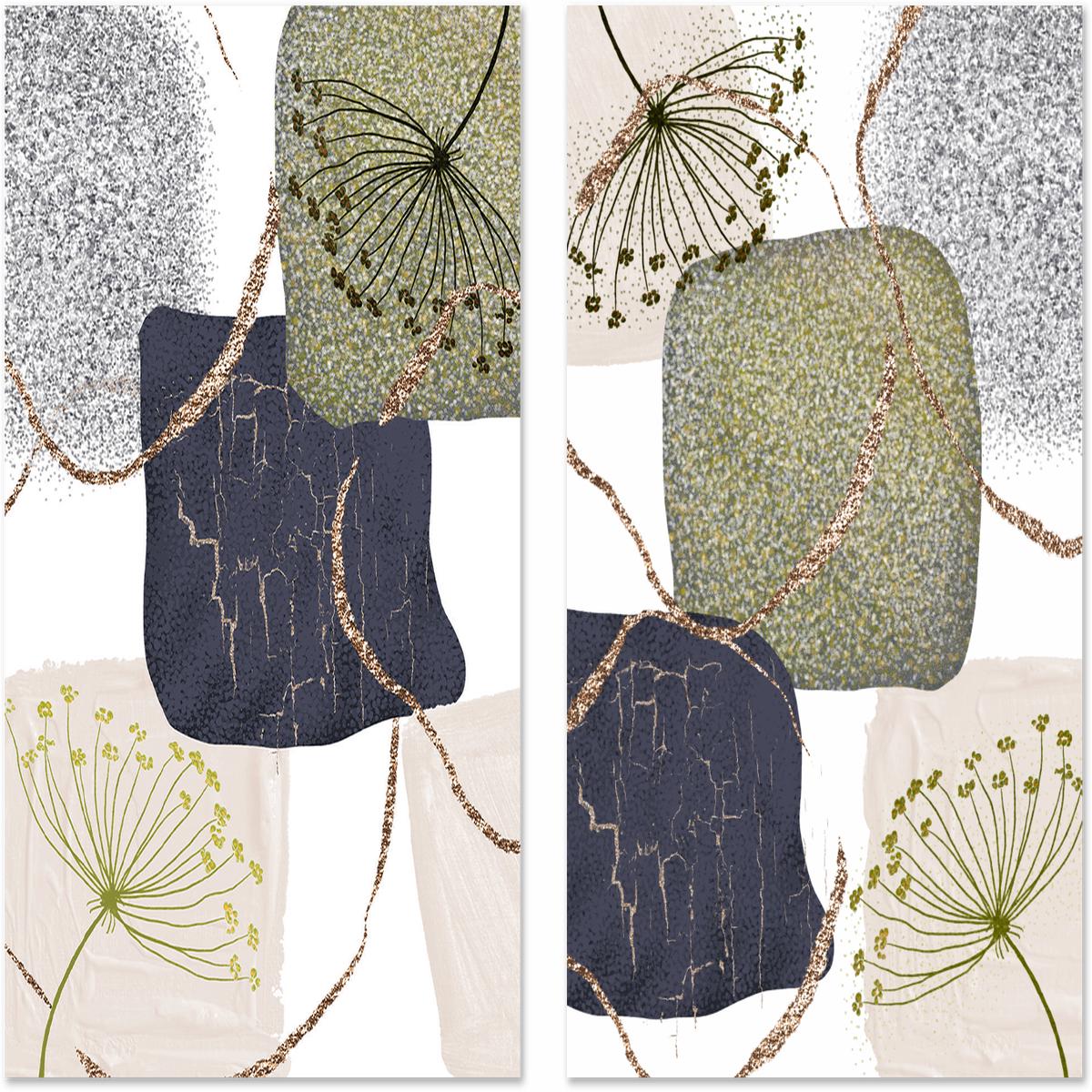 Green Grey, Style A & B, Set Of 2