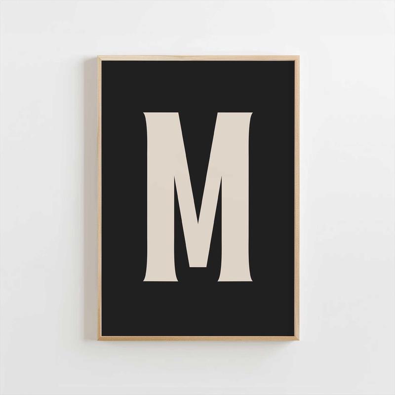 Modern Monogram Art Print - M Black
