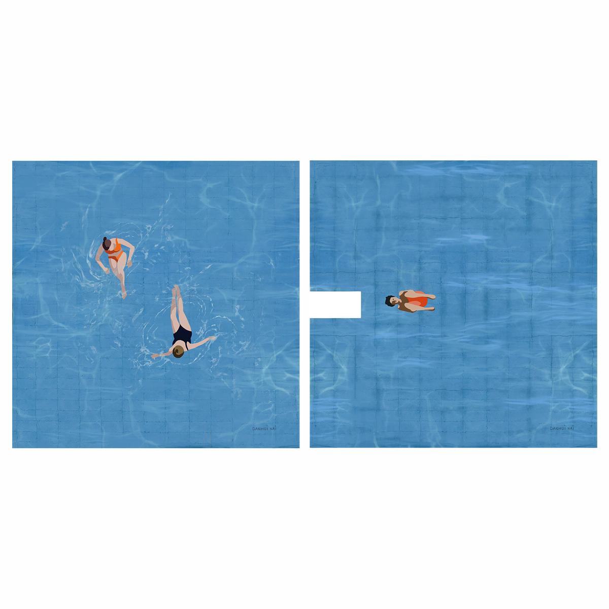 Pool Fun, Style A & B, Set Of 2