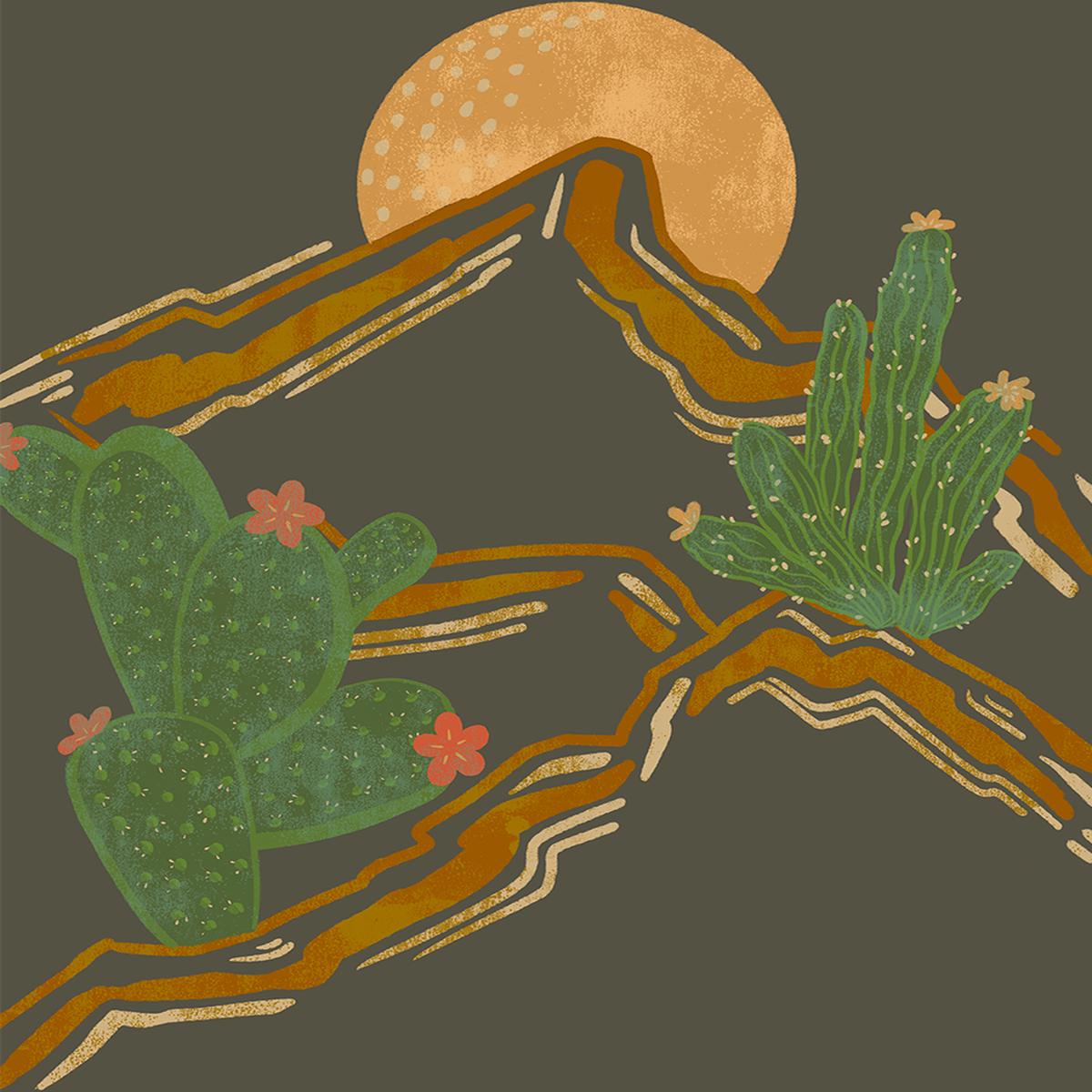 Rocky Mountains and Cactus