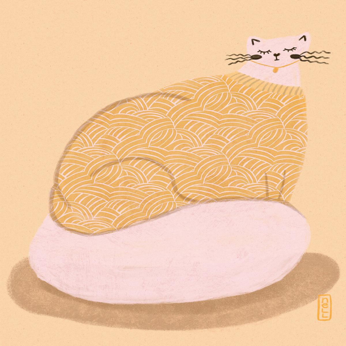 Cat in a Butter Yellow Jersey Illustration Poster