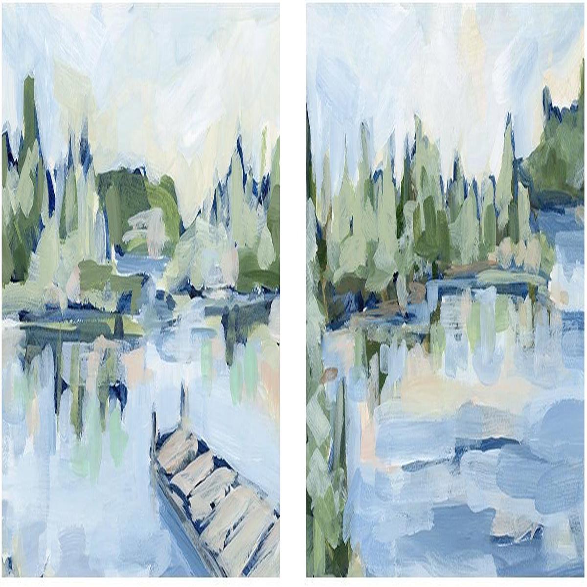Fly Fishing Oasis , Style B & C , Set Of 2
