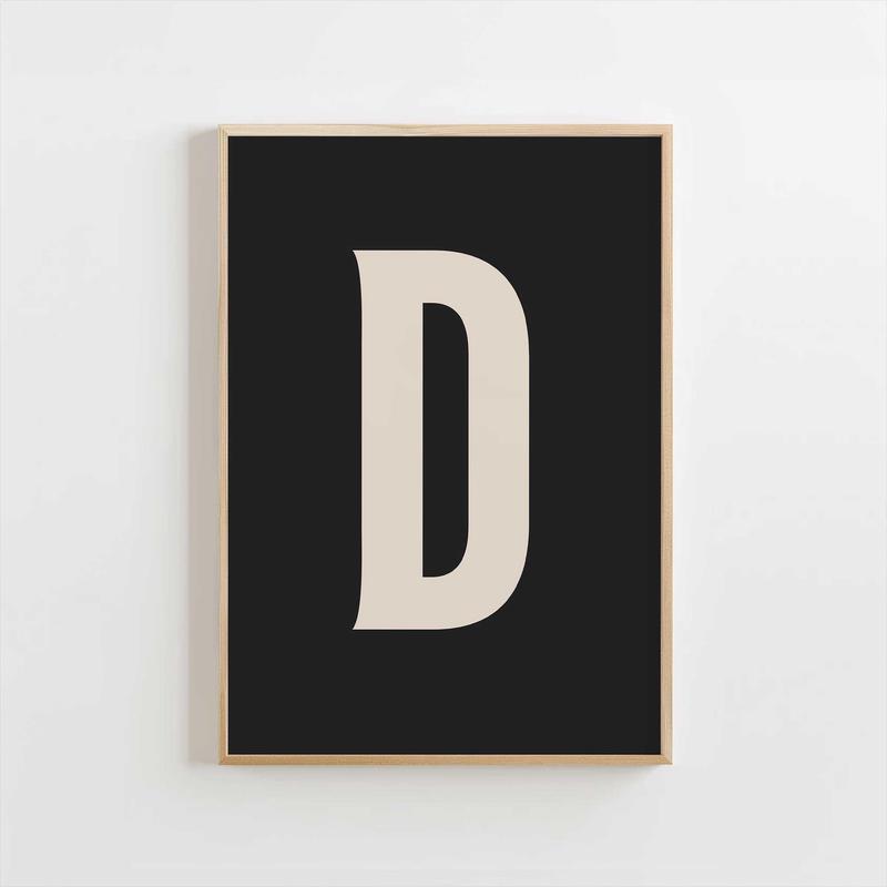 Modern Monogram Art Print - D Black