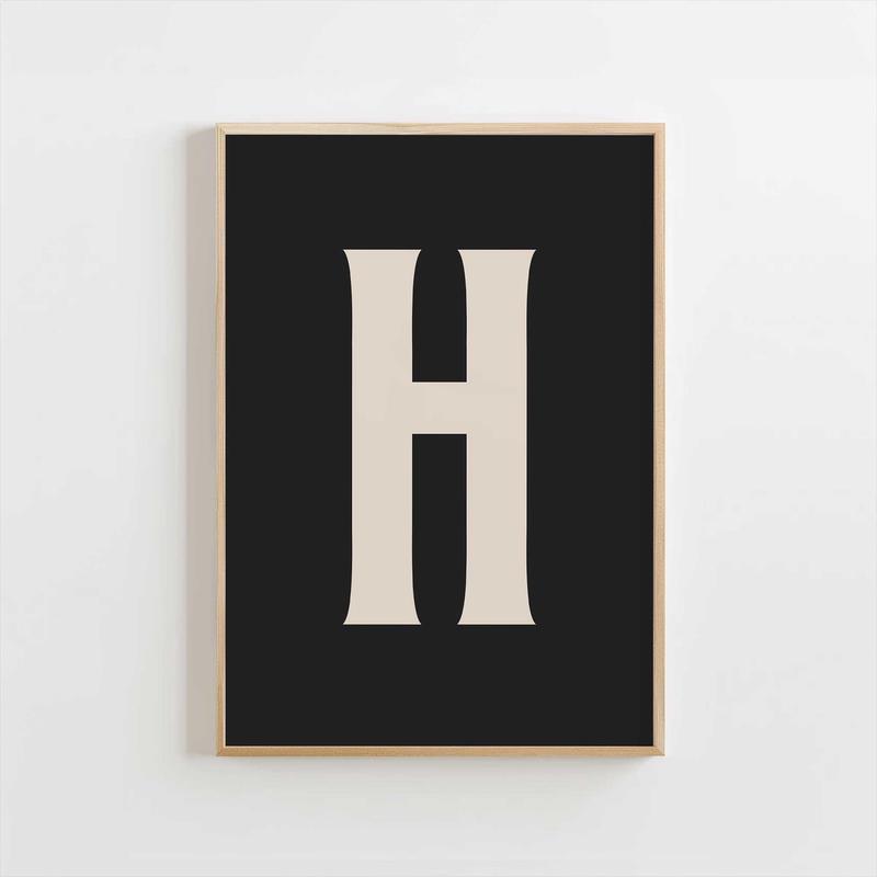 Modern Monogram Art Print - H Black