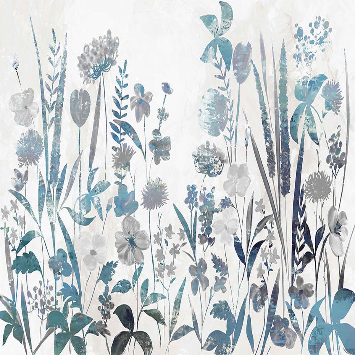 Soft Blue Botanical Silhouettes