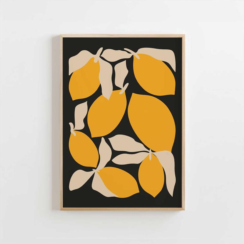 Bold Lemon Pattern - Modern Citrus Wall Decor