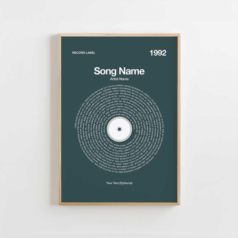 Custom Vinyl Lyrics Print  Deep Teal