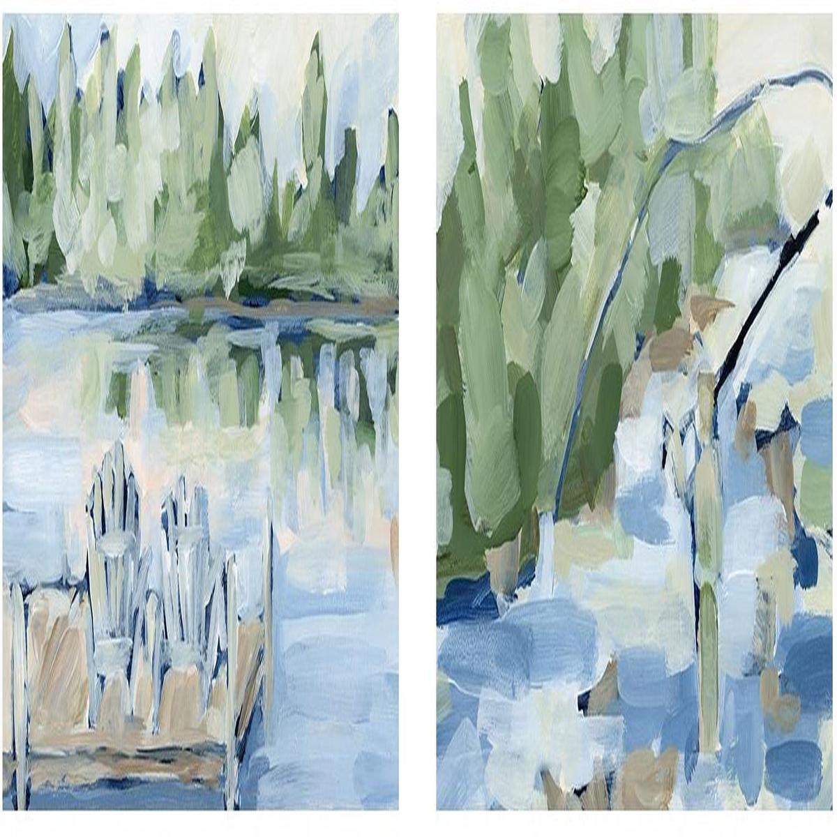 Fly Fishing Oasis , Style D & E, Set Of 2