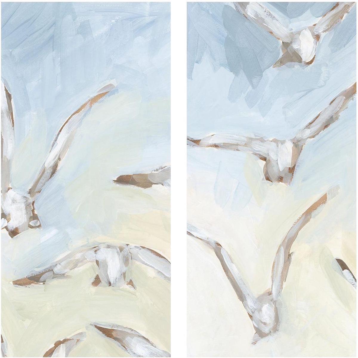 Seagulls In The Haze , Style A & B , Set Of 2
