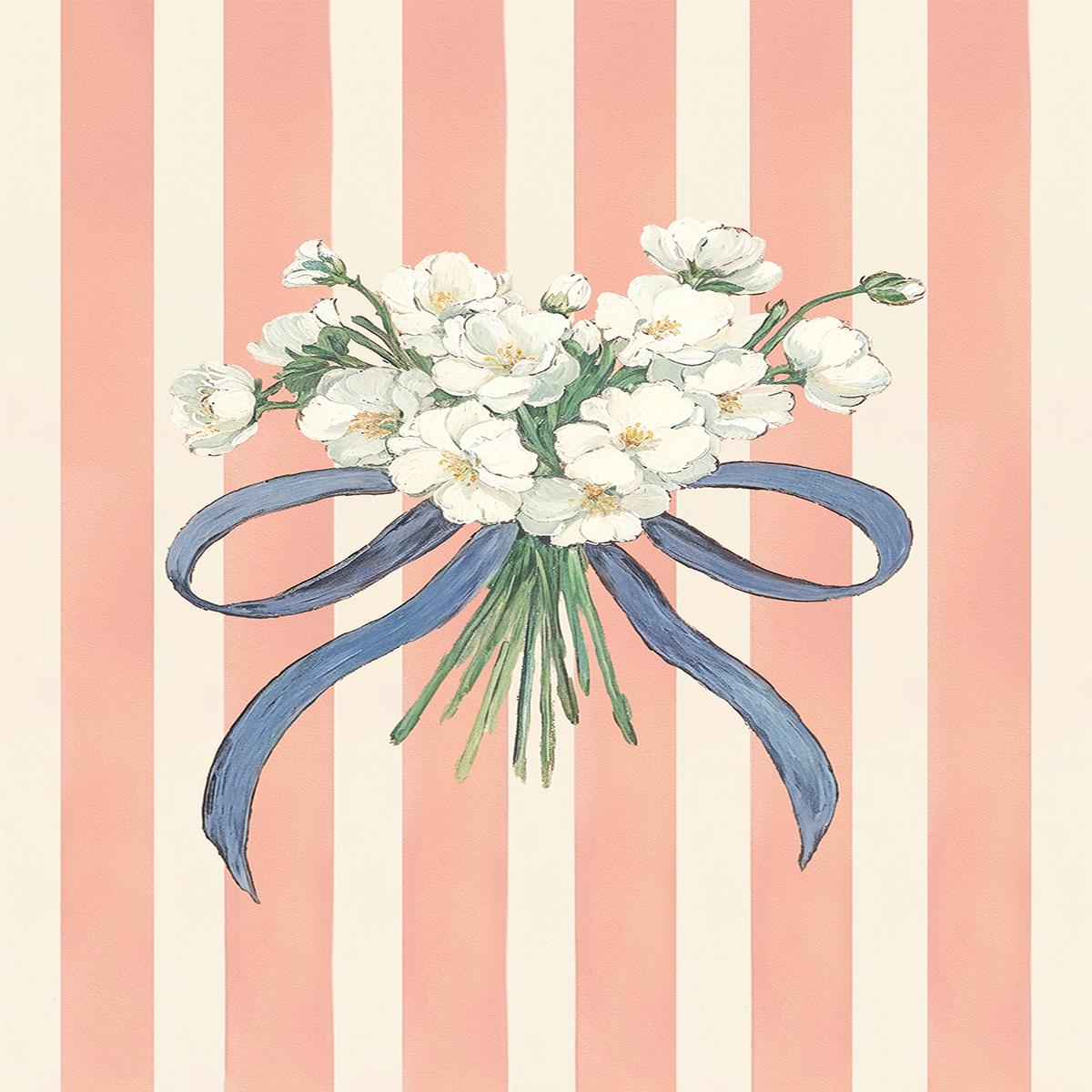 Striped Floral Bow