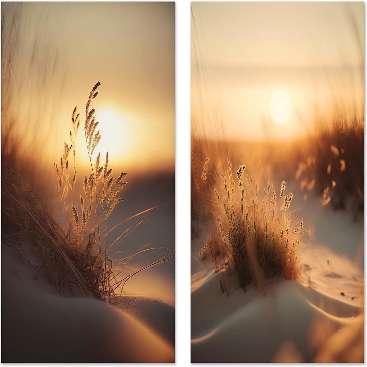 Sunset At The Beach, Style A & B, Set Of 2