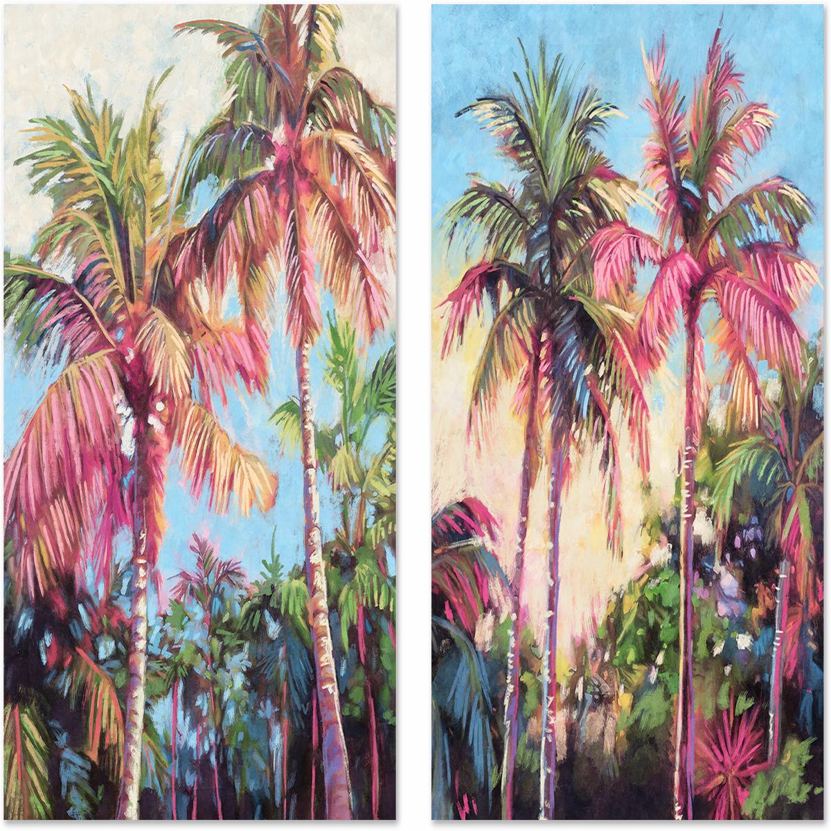 Tropical Palm Trees, Style A & B, Set Of 2