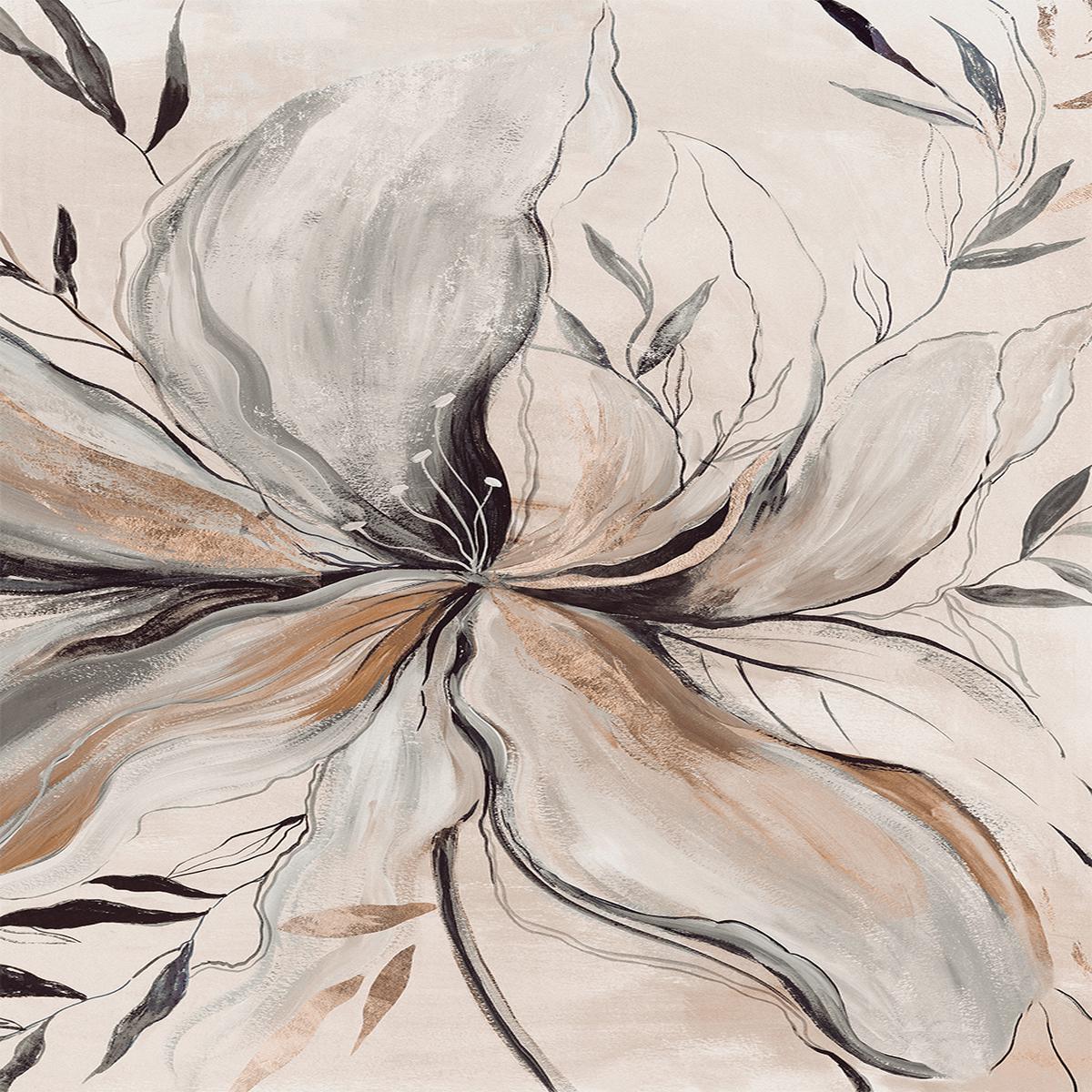 Gold Brown Charcole Flower, Style A