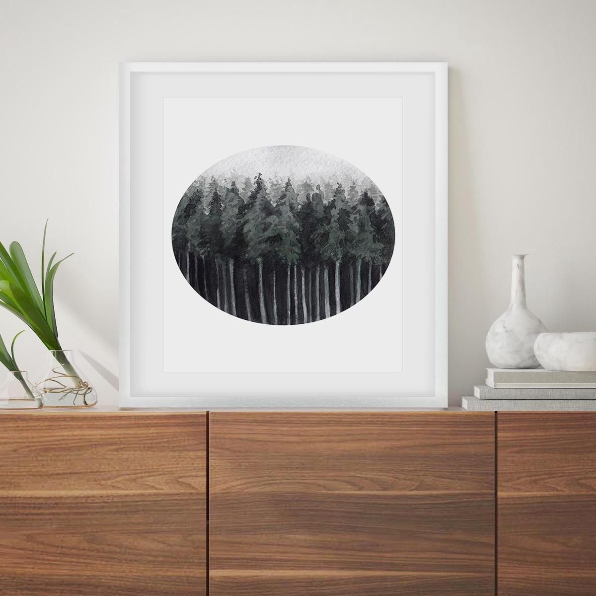 Green Watercolour Forest Art Print