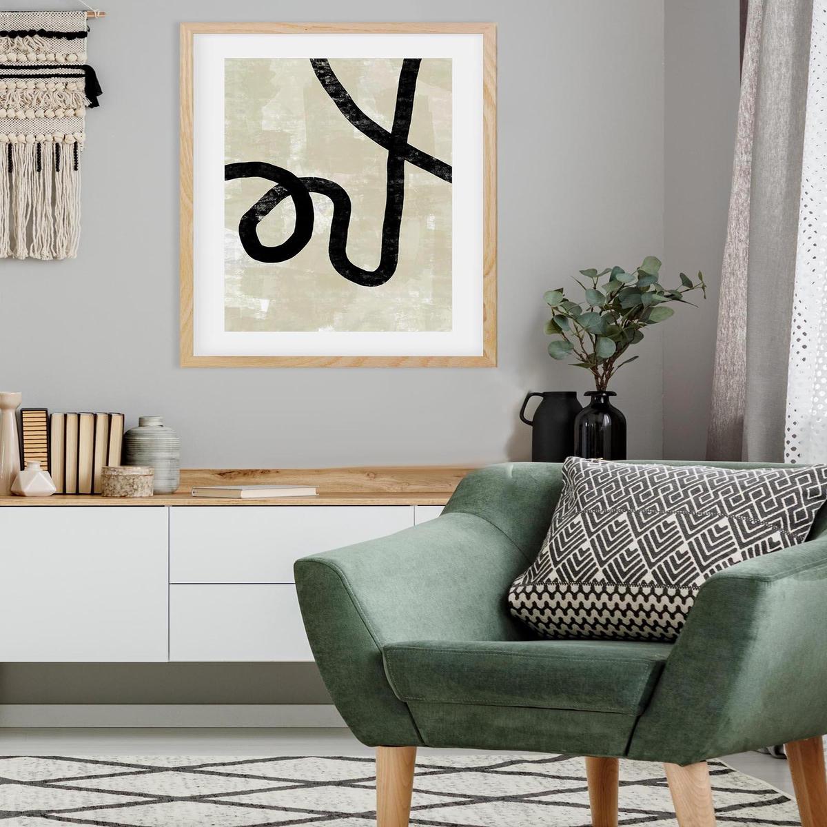 Neutral Abstract Curved Lines Art Print