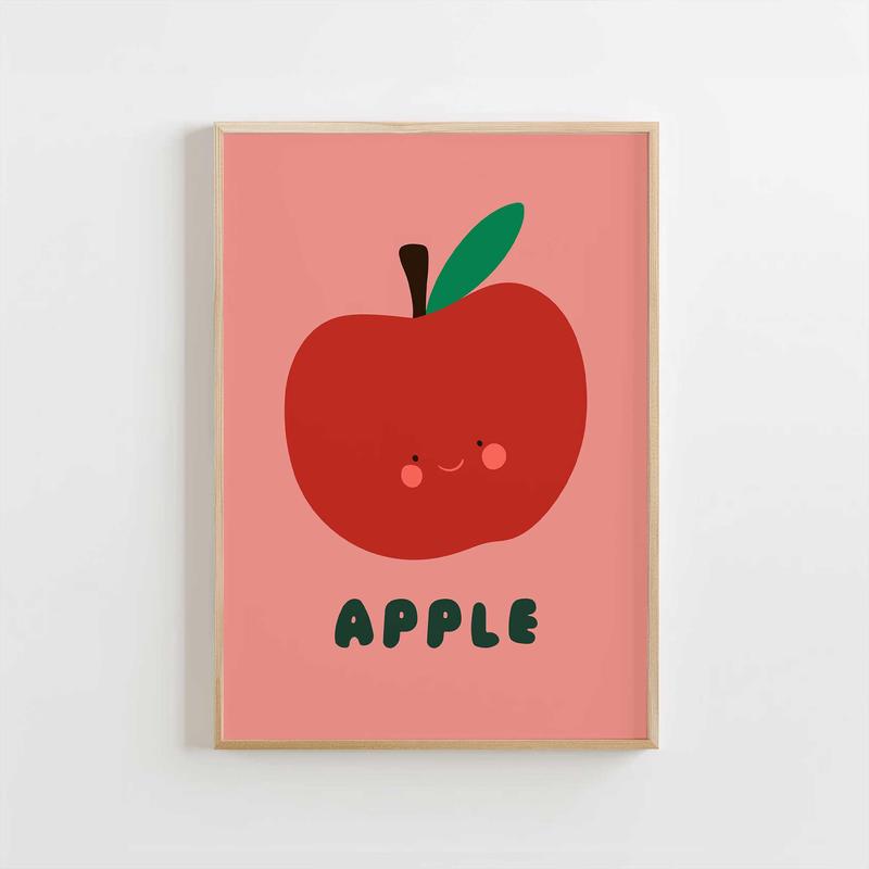 Smiling Apple - Cute Fruit Print