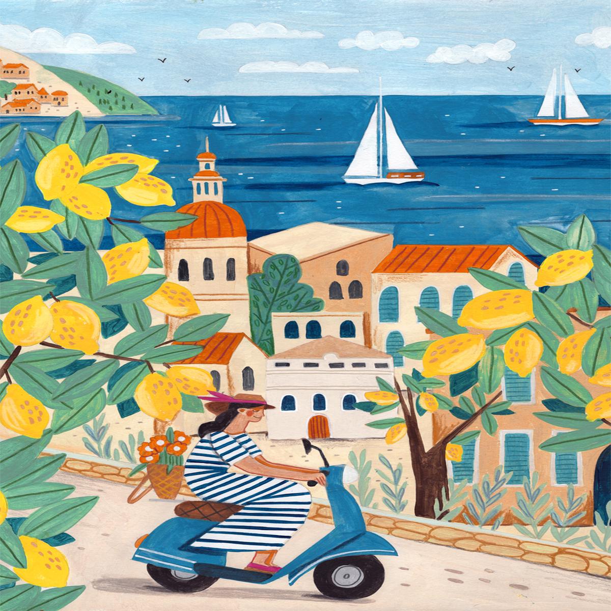 Travel Poster Woman On The Amalfi coast