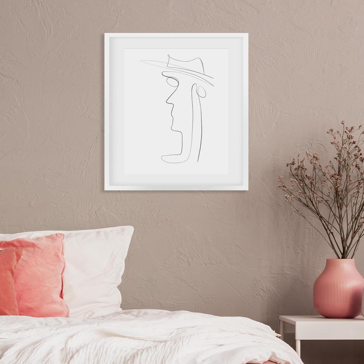 Hat and Face Line Drawing Art Print