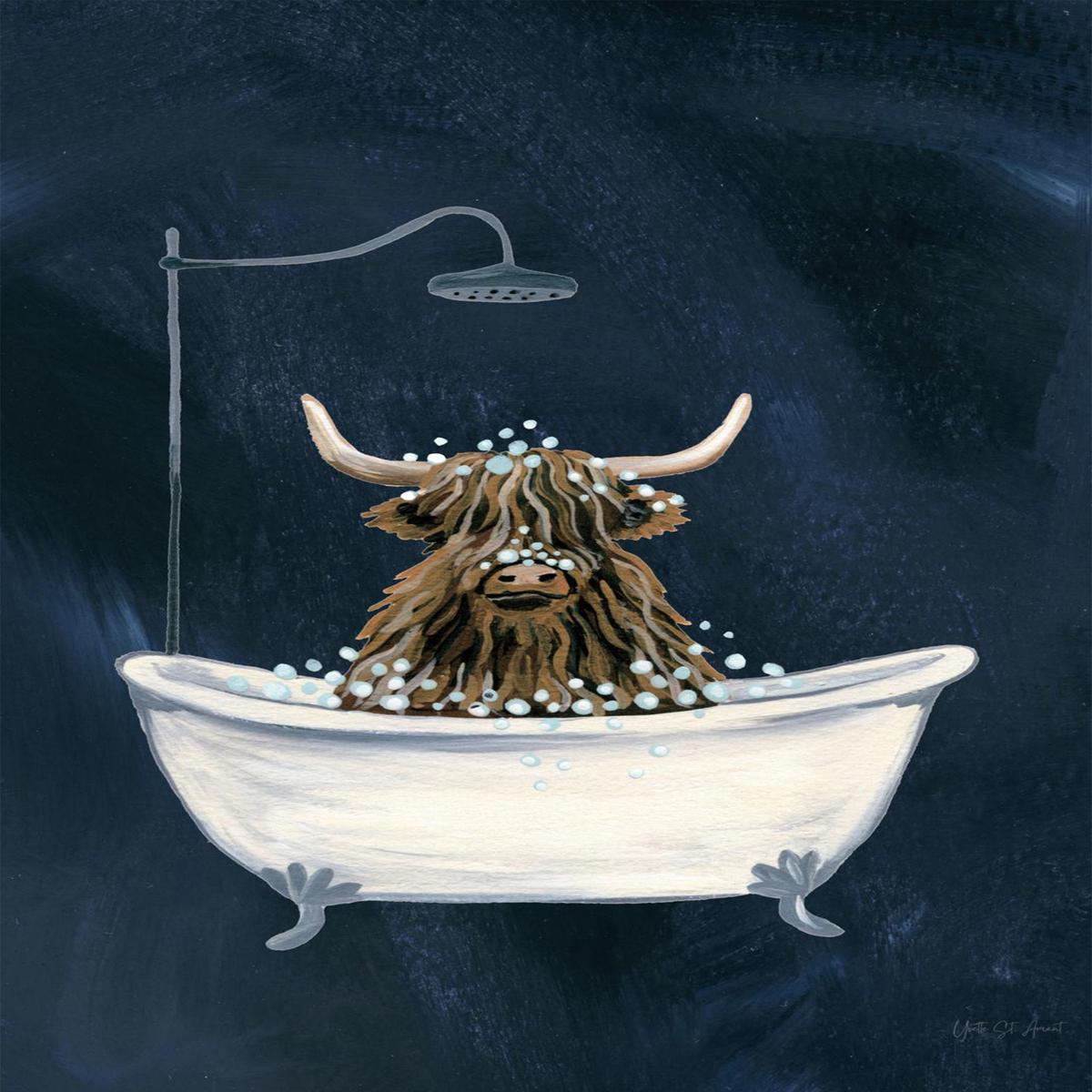 Highland Cow in Tub Texture Dark