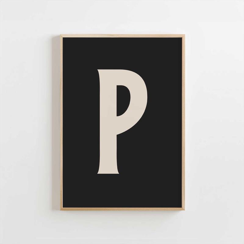 Modern Monogram Art Print - P Black