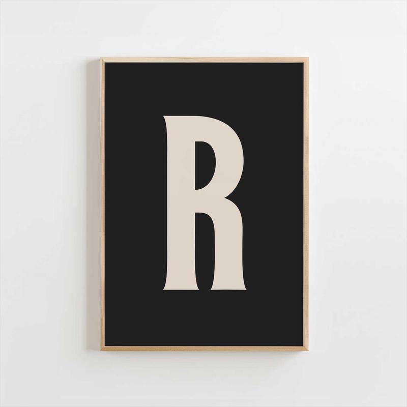Modern Monogram Art Print - R Black