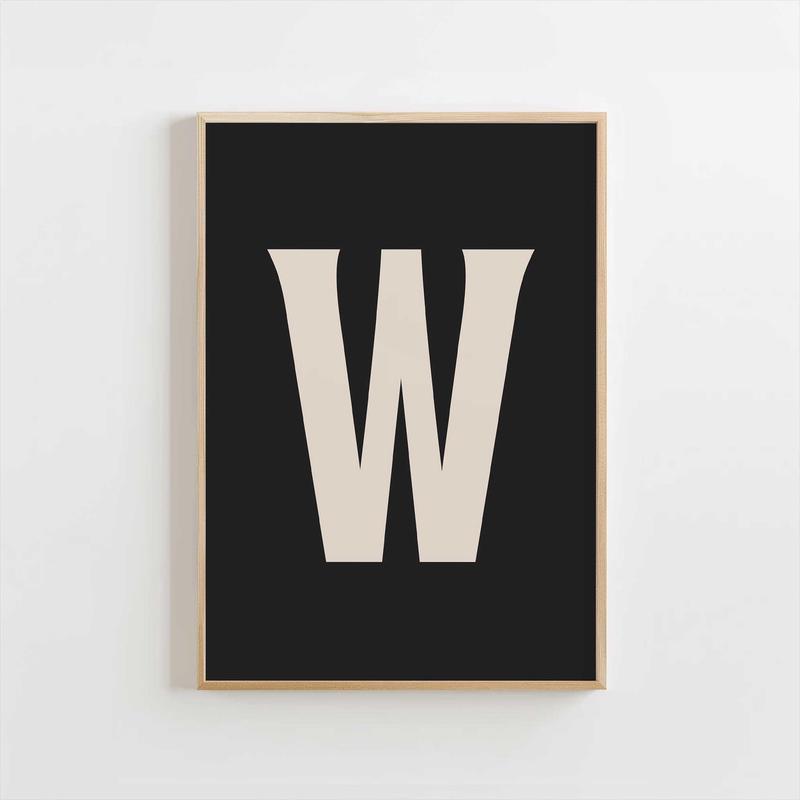 Modern Monogram Art Print - W Black