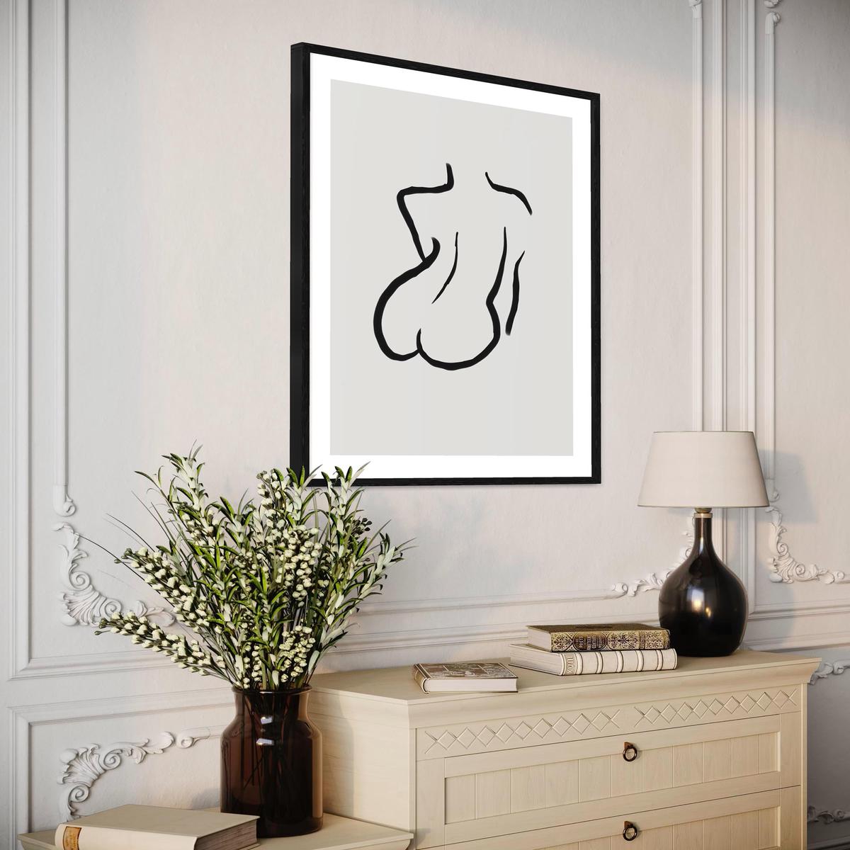 Woman's Back Mono Illustration Line Art Print