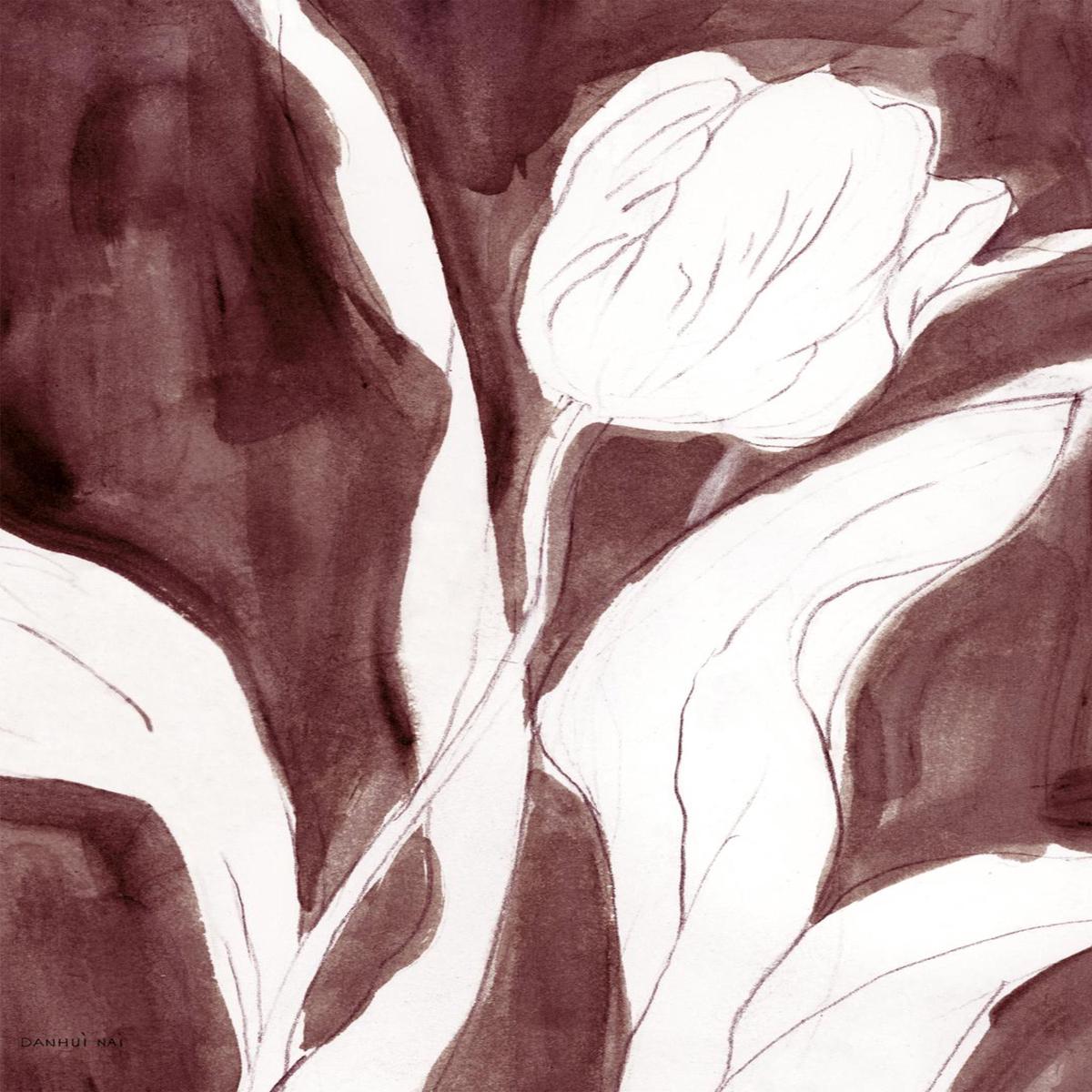 Burgundy Tulip Sketch , Style B