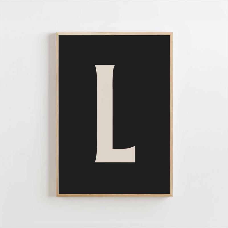 Modern Monogram Art Print - L Black