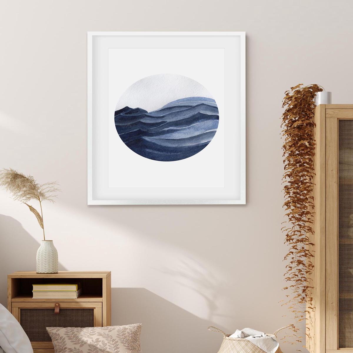 Watercolour Blue Seascape Art Print
