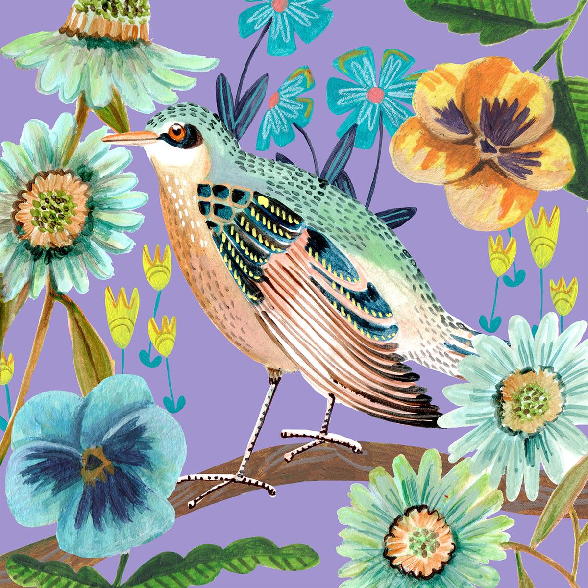 Bird and Flowers, Style C