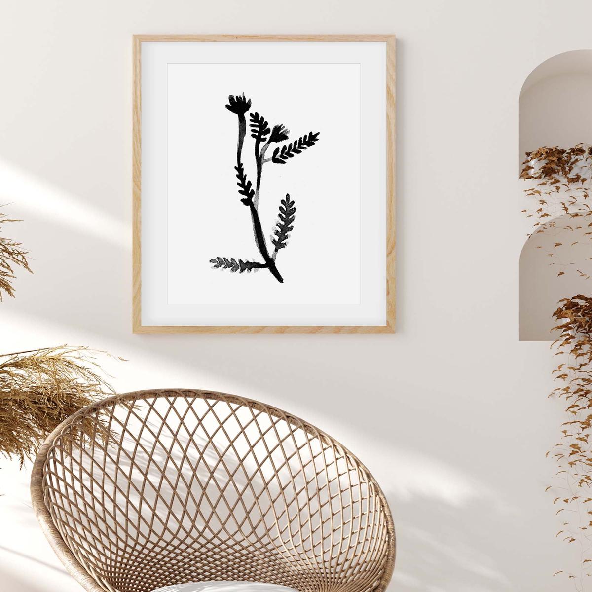 Black & White Botanical Watercolour Art Print