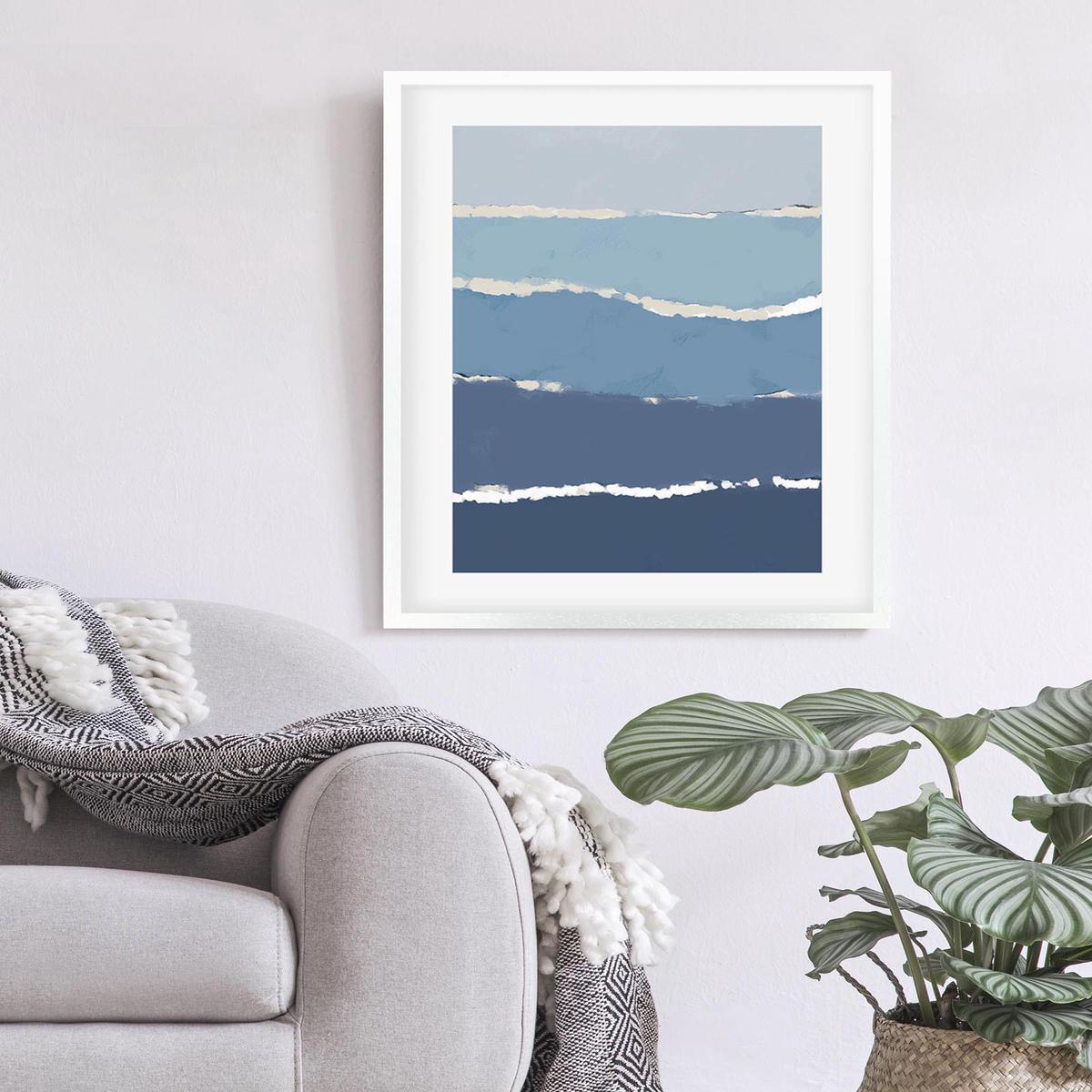 Blue Gradient Abstract Shapes Art Print