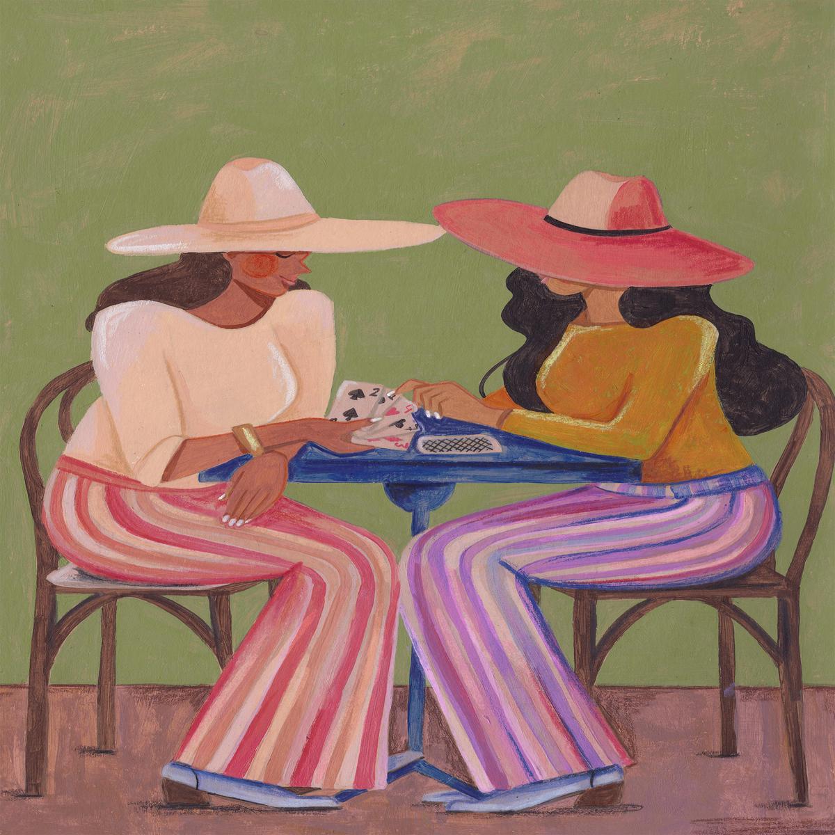 Cowgirls playing cards