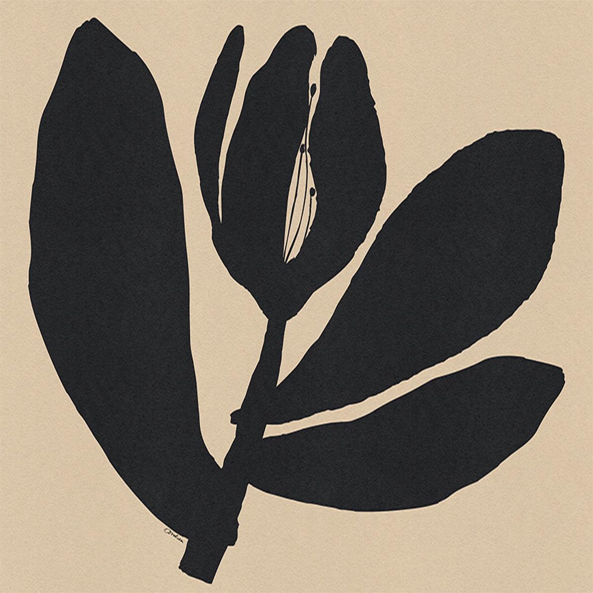 Half Closed Black Flower On Beige