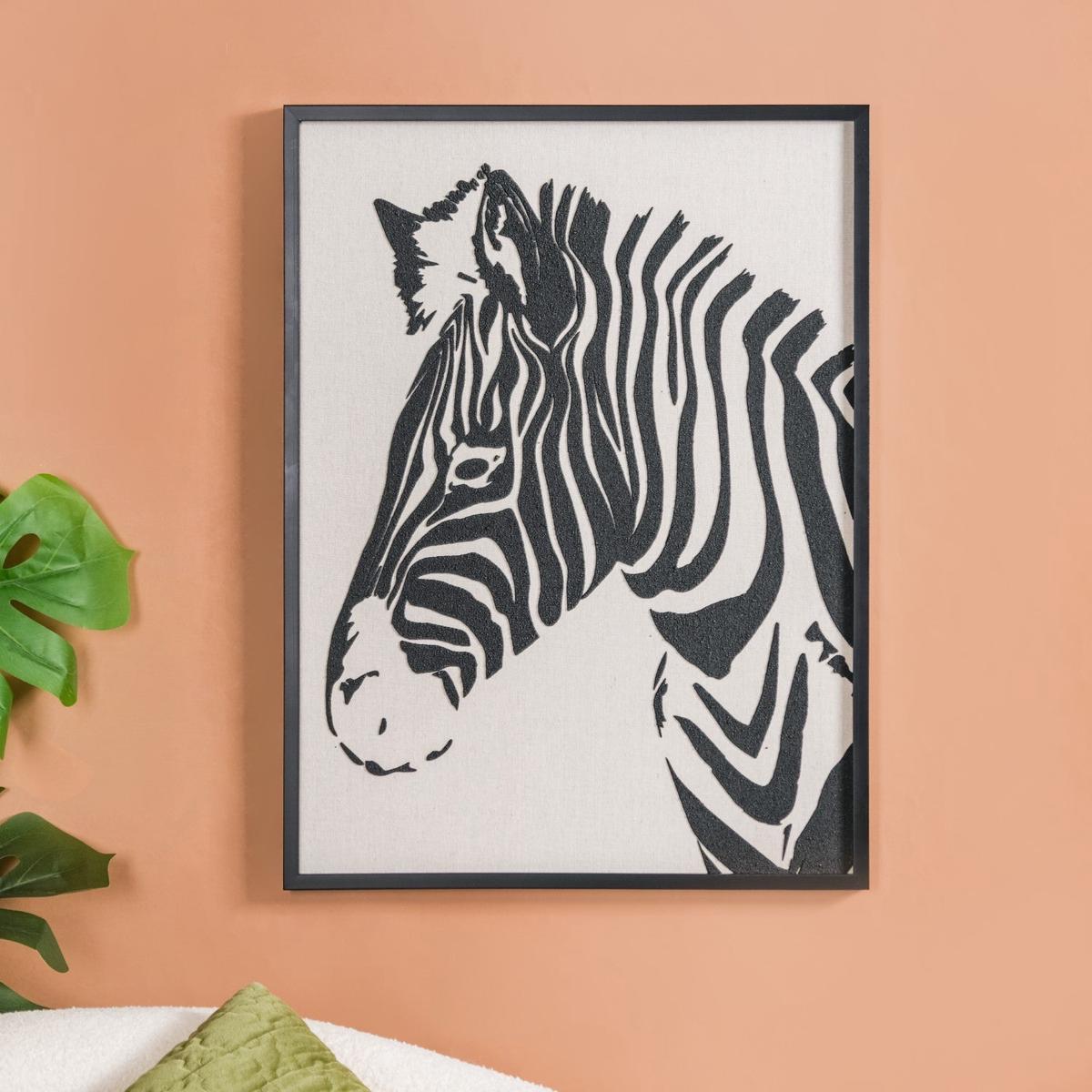 Zebra Safari Embossed Wall Decor For Living Room 23x17 Inch