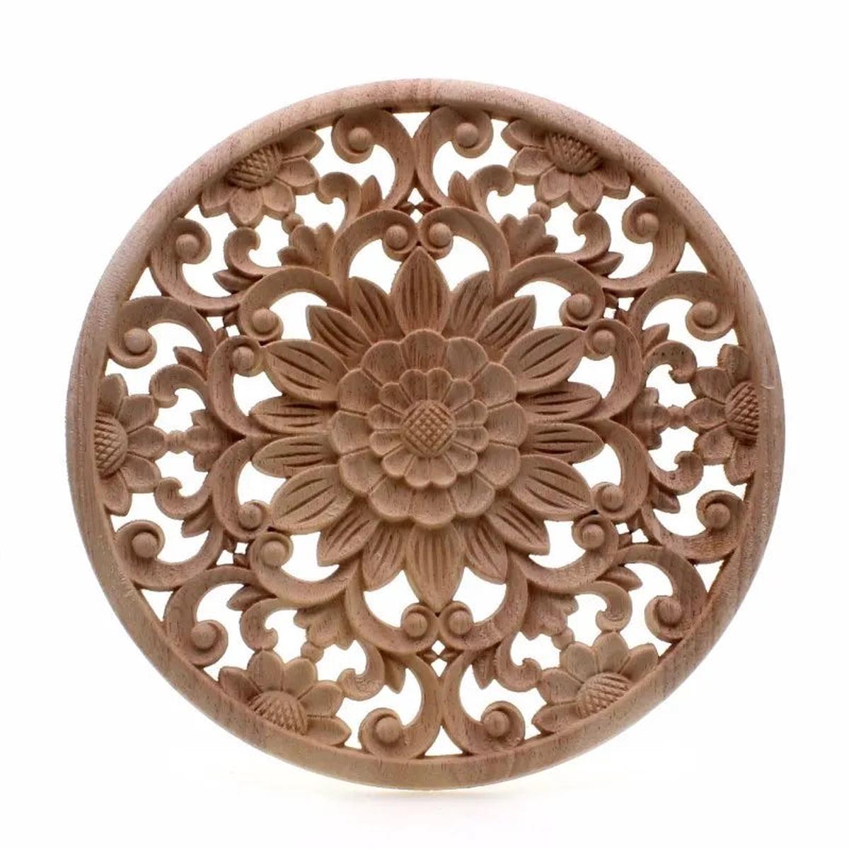 Wood Carved Flower Panel