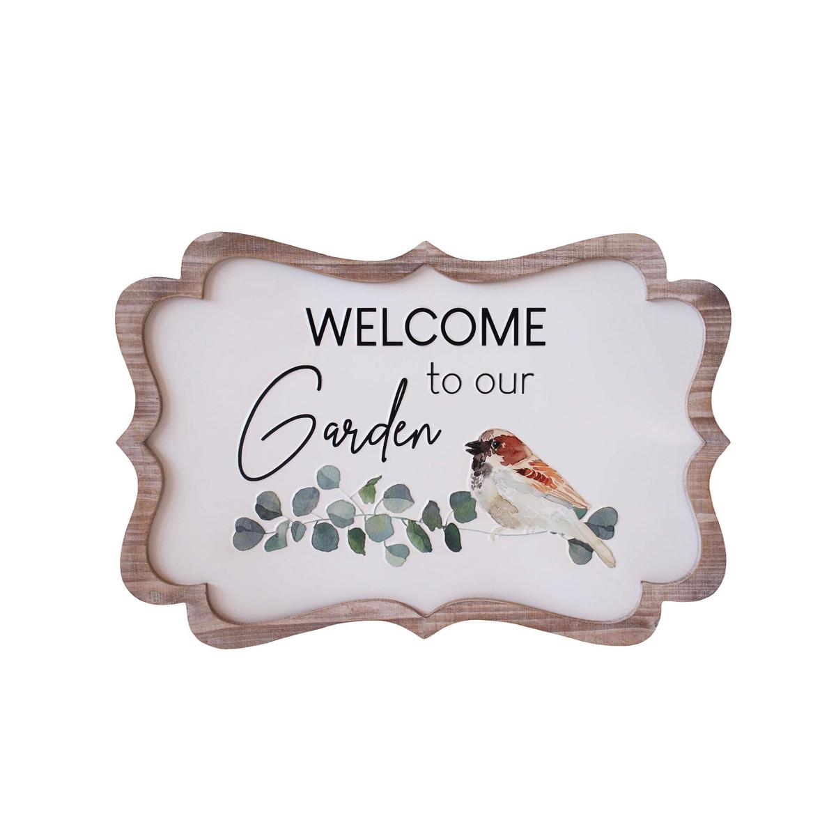 Wood and Metal "Welcome to the Garden" Wall Sign