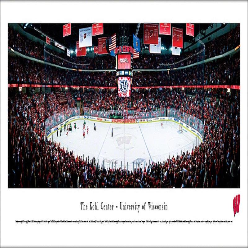 Wisconsin Badgers Hockey Kohl Center Game Night Panoramic Poster - Blakeway Worldwide