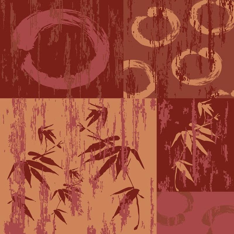 Zen circle and bamboo red