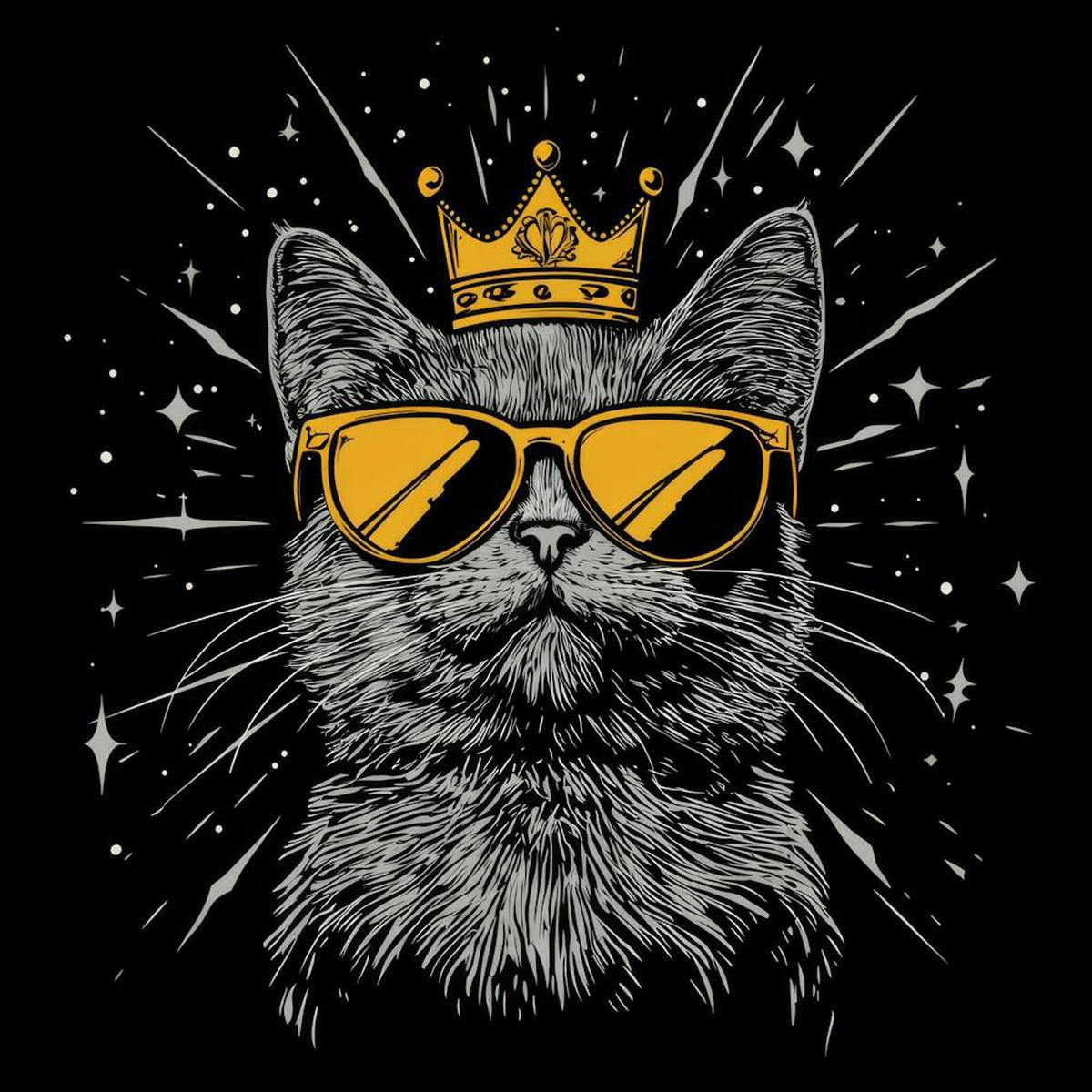 .Generated AI. WallDesign Featuring A Gray Cat With Golden 1